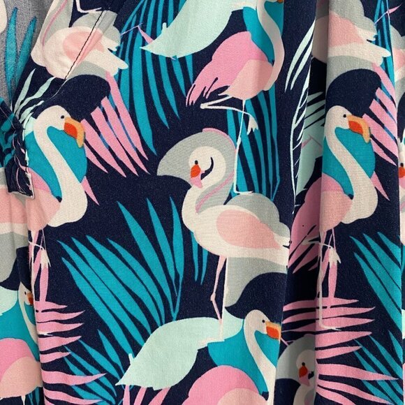 Crown & Ivory Tropical Flamingo Graphic Novelty Print AOP Top Blouse, Size XL - Picture 3 of 9
